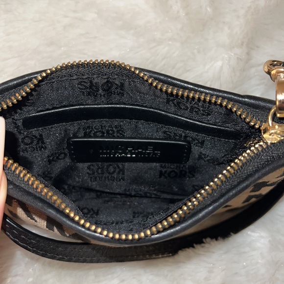 MICHAEL Michael Kors Black and Tan Monogram Wristlet - Picture 3 of 5